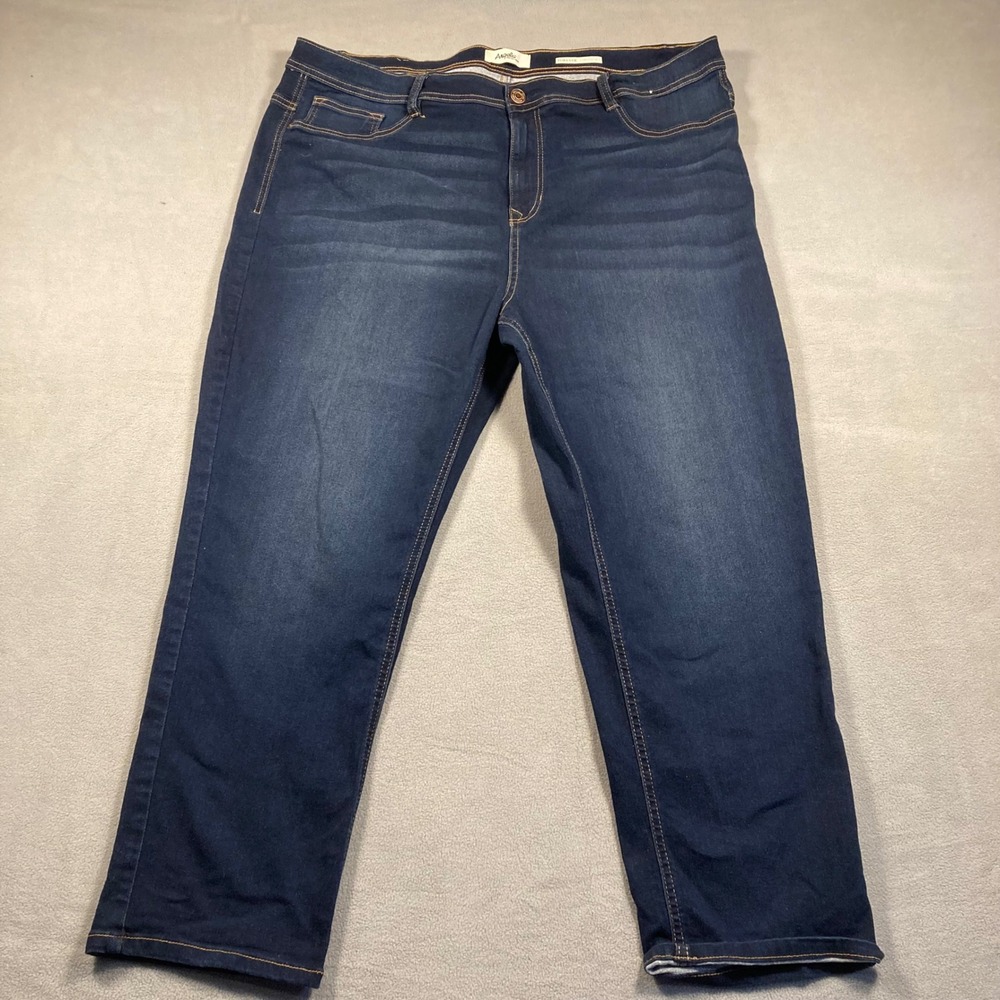 Angels Jeans Womens Twenty Four Blue Straight High Rise Forever Convertible Dark
